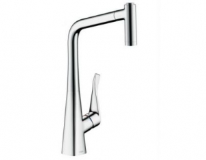 Смеситель Hansgrohe Metris 14820800, для кухни с выдвижным изливом, цвет сталь