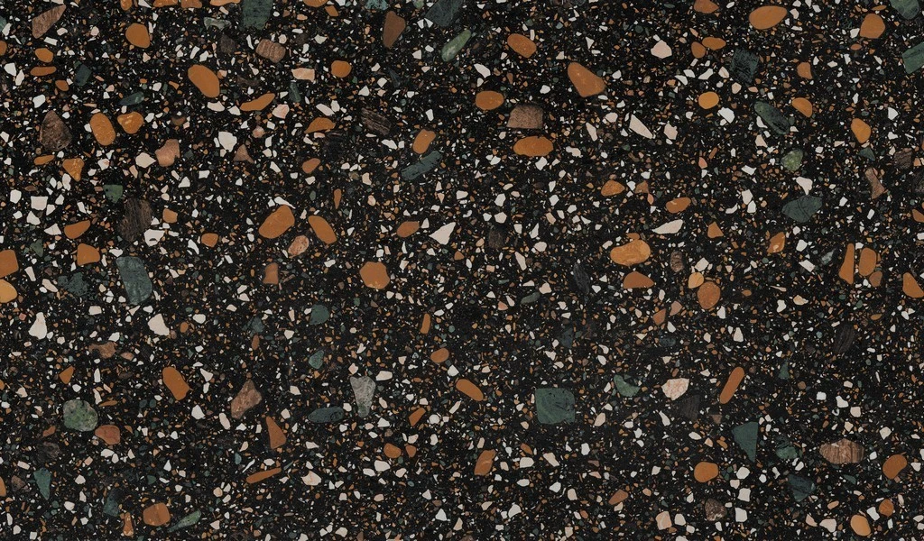 Универсальная плитка (керамогранит) Ennface Terrazzo Black Matt 160×80 см
